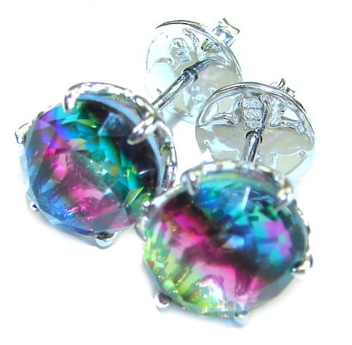 11.2ct Watermelon Tourmaline Earrings 925 Sterling Silver Pink Oval Handmade - Picture 3 of 4