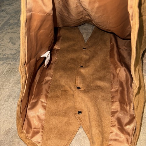 COOFANDY Men's Casual Western Vest Faux Dudes Brown Beige Vest Sz Small - Picture 3 of 5