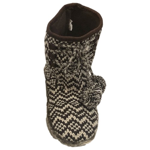 Dearfoams Womens Brown Houndstooth Bootie Style Slippers Booties - Bild 2 von 2