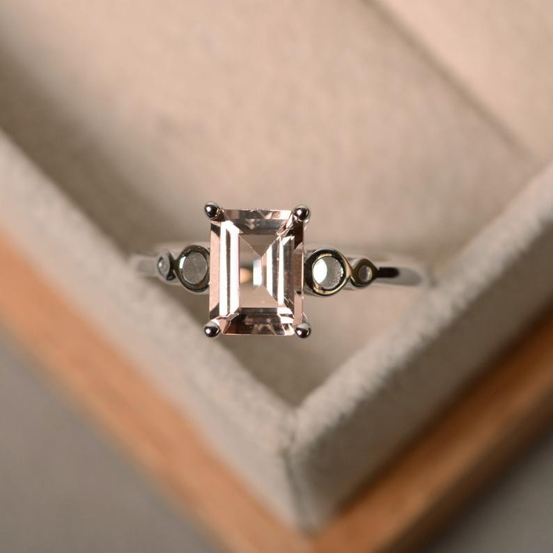 2.00 Ct Natural Morganite Diamond Wedding Bridal Ring 14K White Gold Size 7.5
