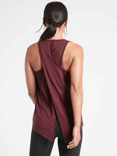 ATHLETA Women’s Burgundy Sleeveless Essence Texture Tie Back Tank Top Size XS - Picture 3 of 7