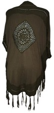 Umgee Sz S/M Women's Green Crochet Lagenlook Boho Kimono Cover Up Duster
