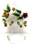 Metal Floral Wall Hook, 2 Prong, Roses, Victorian Shabby Chic