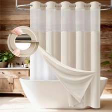 BTTN Ringless Shower Curtain Set, Linen 72"W x 75"L Pack of 1 , A - Cream