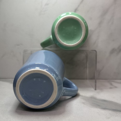 2 Vintage Homer Laughlin Restaurant Ware Coffee Mugs Spring Colors Blue & Green - Picture 6 of 6