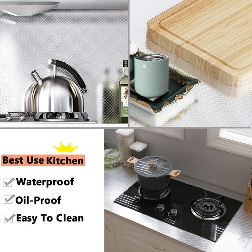 5MRoll Kitchen Oil-proof Wall Sticker Aluminum Foil Self Adhesive Waterproof New - Picture 4 of 7