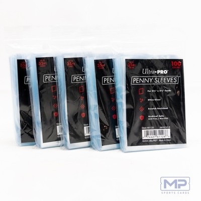 (5) Ultra Pro Soft Penny Card Sleeves 100ct Standard Size Cards Free Shipping!