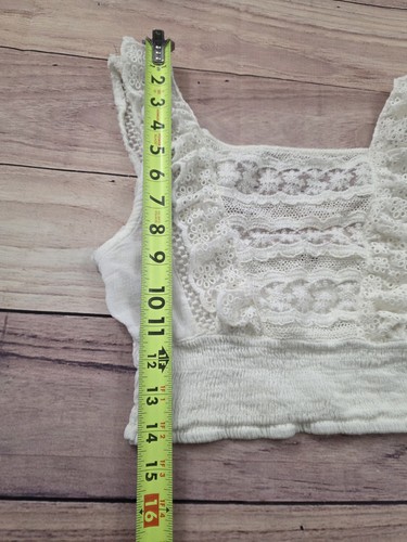 Free People Women’s Cream Lace Ruffle Bridget Crop Top Size XS Viscose Boho - Picture 9 of 12
