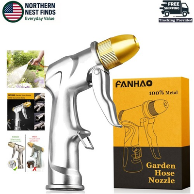 #ad Heavy Duty Metal Garden Hose Nozzle with 4 Spray Modes – Leak Proof amp; Durable $43.99