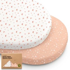 2-Pack Organic Bassinet Sheets for Girls, Boys - 100 Cotton Bassinet Mattress