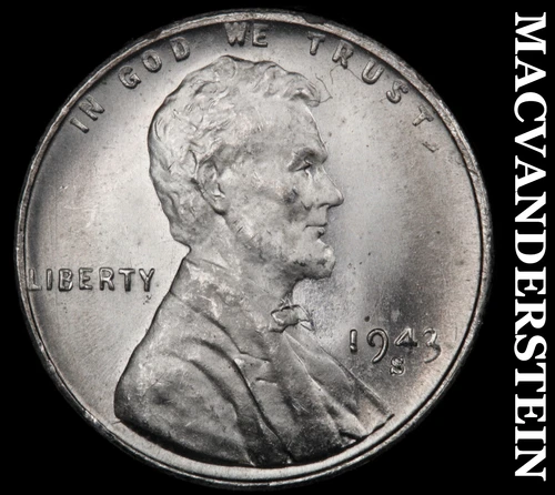 1943-S Lincoln Wheat Cent- Choice Gem Brilliant Uncirculated Luster #J3639