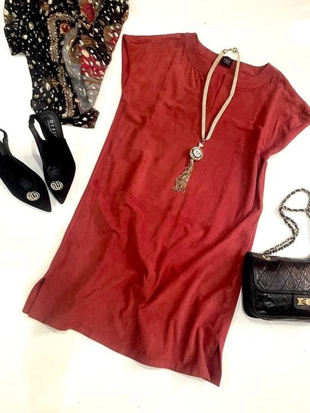 Women Italia Independent Dress Red Suede 38