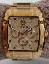 Luxury Versace Quartz Chronograph Rose Gold Dial "Date" Working Men Wristwatch