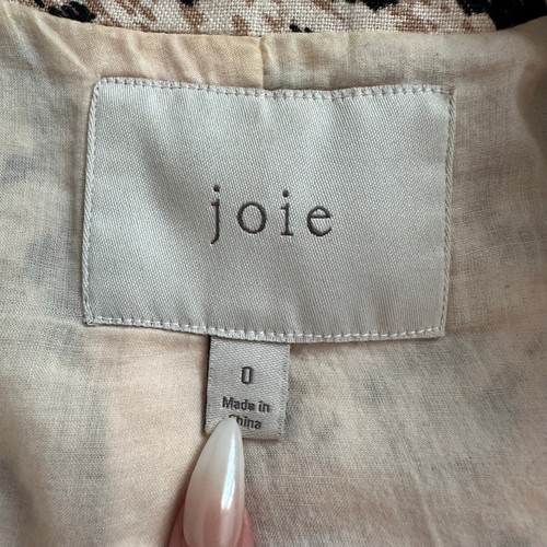 Joie cream, tan & black leopard print linen blazer size 0 - Picture 6 of 11