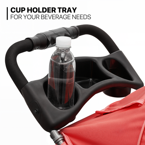 Red Folding Dog Stroller Pet Cat Carrier Cart w/Adjustable Canopy+Storage Basket - Picture 8 of 13