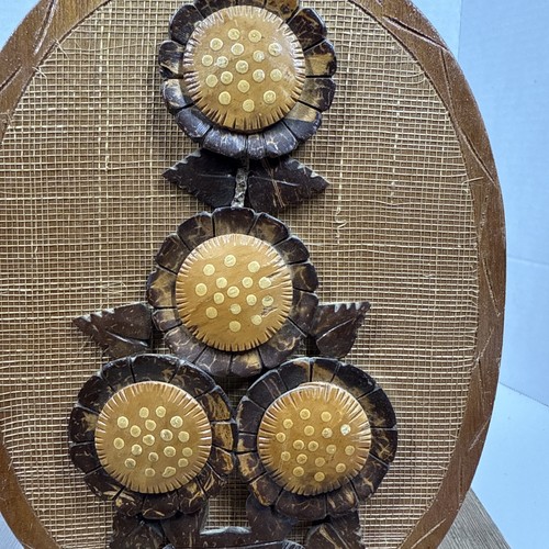 Juego Vintage 2 - 60s 70s Retro Madera Arte Popular Flores Cuadro Floral Placa de Pared - Imagen 12 de 14