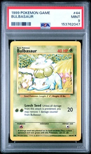 1999 POKEMON BASE SET UNLIMITED #44 BULBASAUR PSA 9