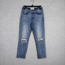 KanCan Jeans 3/25 Tina Mid Rise Slim Straight Holes Ripped Distressed KC78001M
