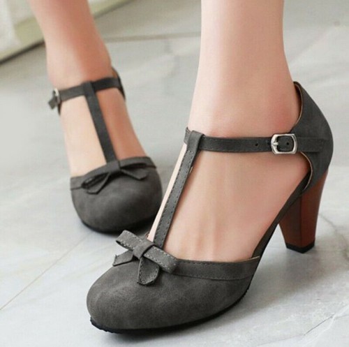 Scarpe donna cinturino a T tacco grosso fibbia sandali estivi tempo libero ciabatte moda - Foto 3 di 20