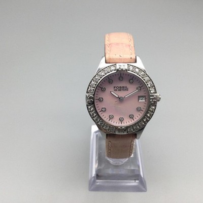 Fossil Watch Womens 32mm Silver Tone Pink MOP AM-3498