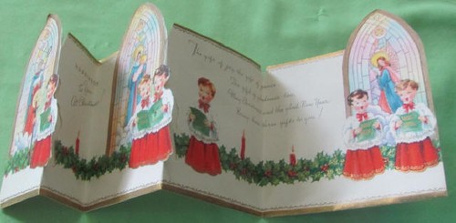 Fun box of vintage Christmas cards glitter fold out flocking never used - Picture 9 of 9