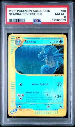 2003 POKEMON AQUAPOLIS #58 SEADRA-REVERSE FOIL PSA 8