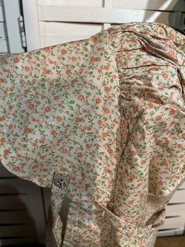 tea stained primitive cotton fabric bonnet prairie Orange Rose Calico - Picture 2 of 2