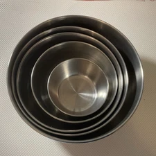 Vintage Stainless Steel Mixing Bowl Set - 5 Pcs Nesting Flat Base #75 - Mint Con