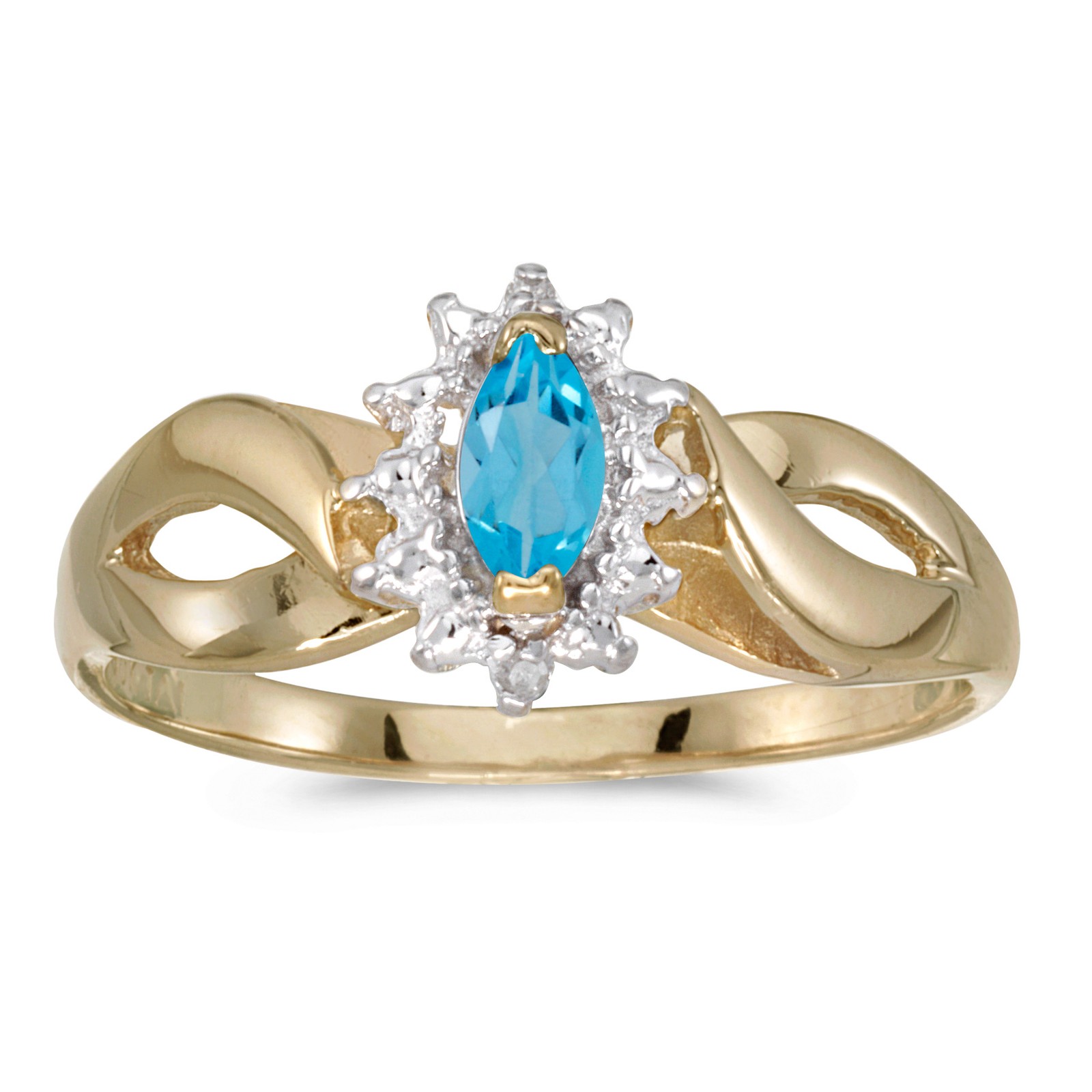 Кольцо LXR 10k Gelbgold Marquise Topas с бриллиантом 0,23 карата