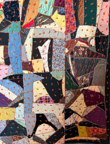 Wow! Antiker handgefertigter verrückter Quilt viktorianisch bestickt signiert Seide Samt Vintage - Bild 6 von 8