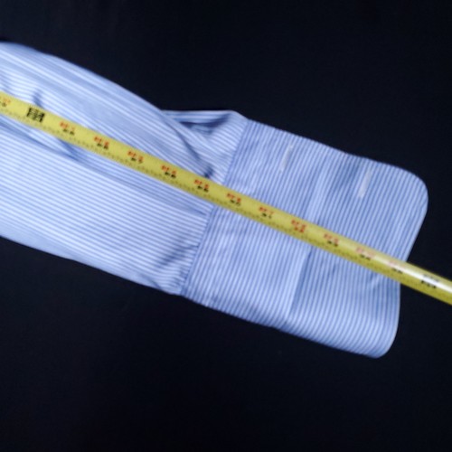 Ascot Chang Anzughemd Herren große blaue Streifen Langarm 100 % Baumwolle Hongkong - Bild 6 von 9