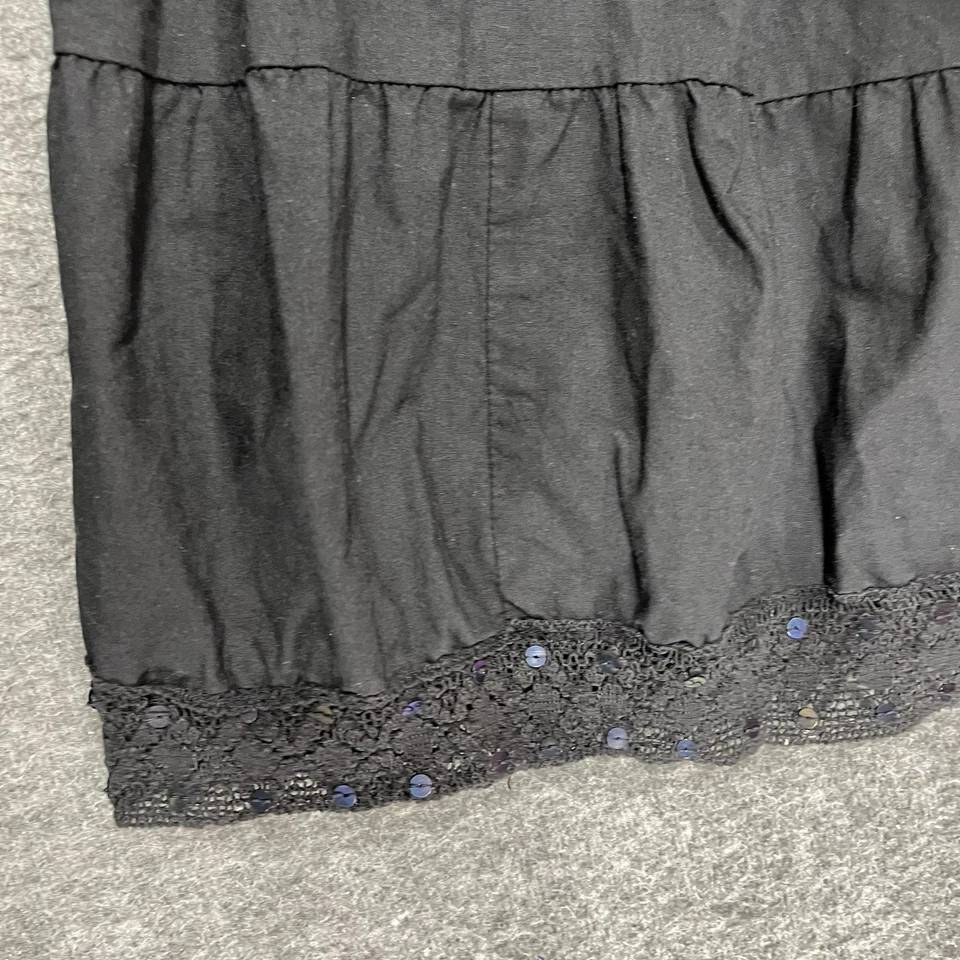Y2K Faded Glory Peasant Skirt Womens Plus 2X Black Sequin Tiered Cotton Fairy - Image 2 of 4
