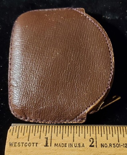 Vintage braun Leder Reißverschluss Münze Kleingeld Geldbörse Portemonnaie Wildlederfutter ideal für Kinder - Bild 4 von 5