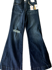 New JESSICA SIMPSON True Love Wide Leg High Waisted Dark Wash Jeans Size 27