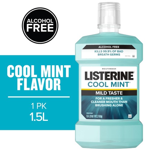 Listerine Zero alkoholfreie Mundspülung bei Mundgeruch, Cool Mint, 1,5 l - Bild 1 von 10