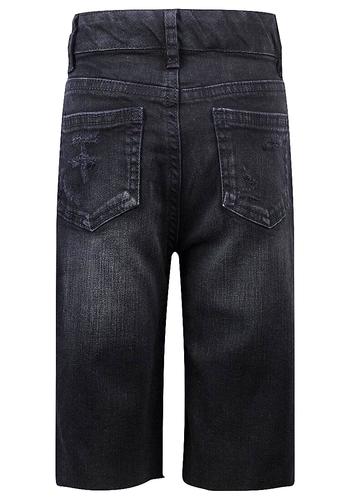 Girls Denim Shorts Black Urban High Rise Age 10 Years Biker Style Raw Hem Kids - Picture 2 of 15