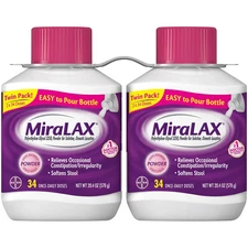MiraLAX Laxative Powder Gentle Constipation Relief - 2 Pk x 34 dose each