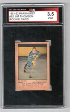 1951-52 Parkhurst #82 Jim Thomson Maple Leafs Rookie Beauty KSA 3.5