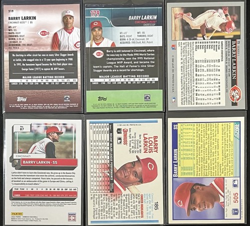 Lote de 6 tarjetas de béisbol Barry Larkin Cincinnati Reds Topps, Donruss, Leaf y más - Imagen 4 de 6