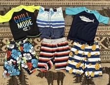 Boys S Small 5-6 Swim Trunks Shorts Rash Guard Gymboree wonder Nation Lot Of 6