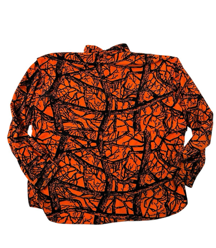 Cabelas Long Sleeve Shirt Fleece Seclusion Camo Blaze Orange Vented Mens 2XL - Picture 2 of 14