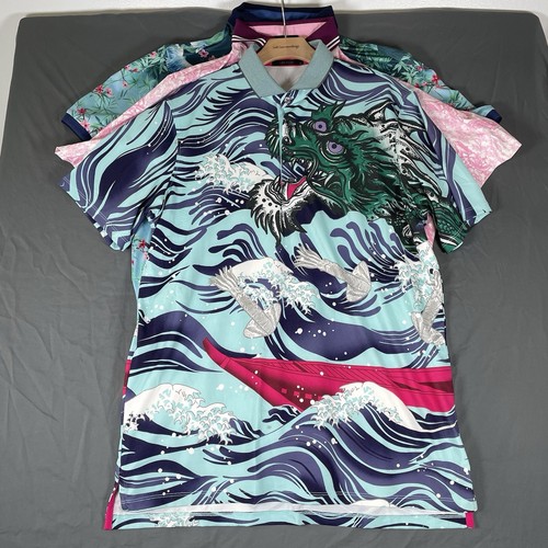 Greyson Poloshirt Paket 3 Herren Large Preppy Golf Floral Animal Print