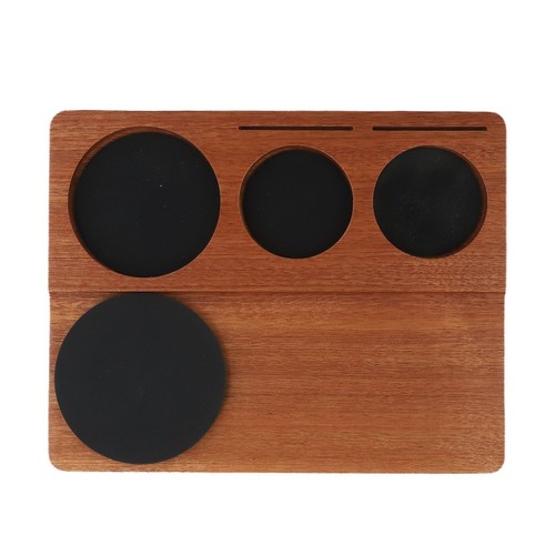 Wood Tamper Stand with Brush Holder and Convenient Size for Easy Storage