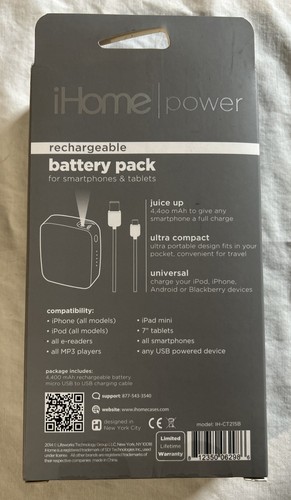 iHome 4400 mAh Universal Power Bank - Retail Packaging - Black - 第 2/2 張圖片