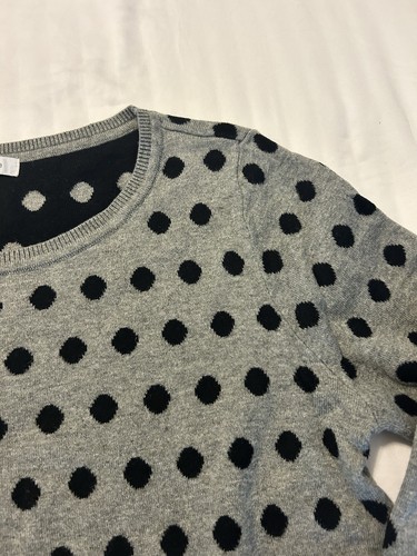 Liz Claiborne Size Medium Long Sleeve Sweater Black Polka Dots 100% Cotton - Picture 3 of 6