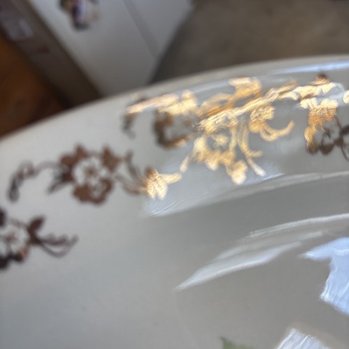 Vintage Set 2 Taylor Smith Floral Pink Rose China Serving Platter With Tabs - Picture 6 of 11