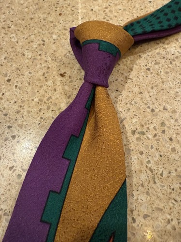 Gianni Versace Vintage 90's Silk Geometric Tie Designed Italy Made In Spain - Picture 5 of 24
