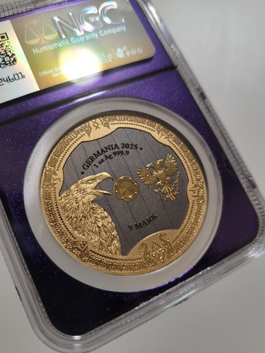 2025 Germania S5M Valkyries Arnhild Valhalla 1 Oz NGC MS 70 Gold Gilt LE 999 Pcs - Picture 5 of 7