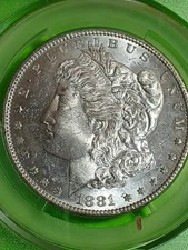 1881-S MORGAN SILVER DOLLAR. CAC MS 63. CHOICE BU. COLLECTORS CHOICE.