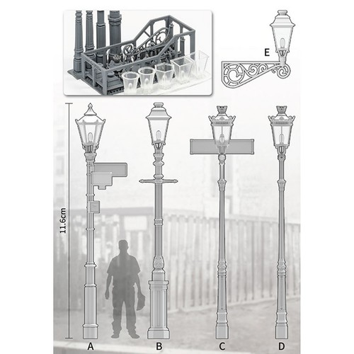 1/35 Scale Model Train Railway Lamps posts Led Street Light LIANG-0603 - Picture 5 of 15